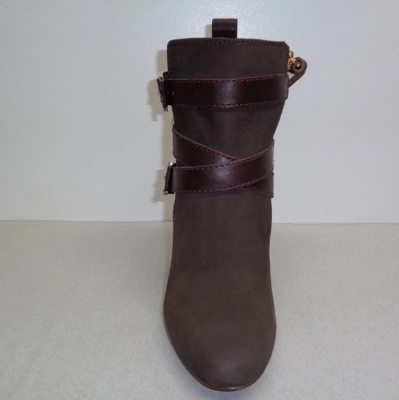 Louise et Cie Womens Brown Leather Suede Chunky Heel Buckled Ankle Boots. 8.5 - Picture 7 of 9
